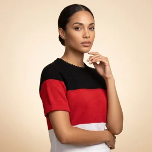Lässiges Baumwoll-Shirt im Colour-Blocking-Design - Größe 40 (Unikat)