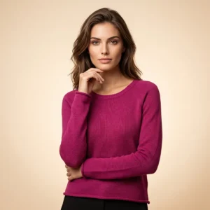 Baumwolle-Pullover Raglan in Beere (Größe S) - Unikat