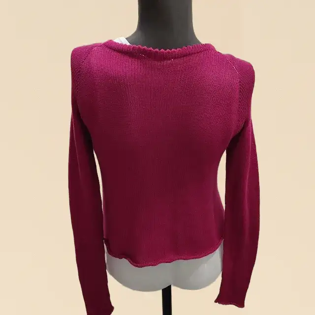 Baumwolle-Pullover Raglan in Beere (Größe S) - Unikat – Bild 3