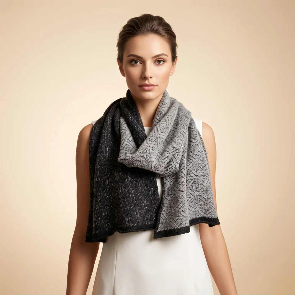 Gestrickter & gewebter Cashmere Schal